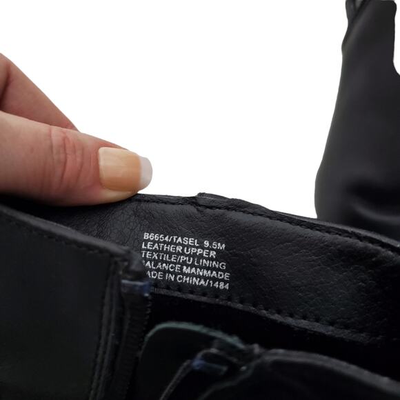 Blondo | Tasel Waterproof Black Leather Pointed Toe Heeled Ankle Booties - Picture 10 of 11